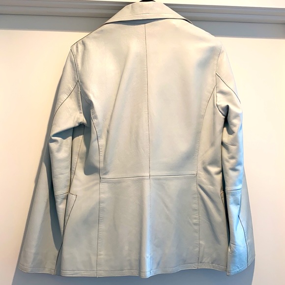 Vintage, Pale Blue, Leather Blazer - Picture 2 of 7